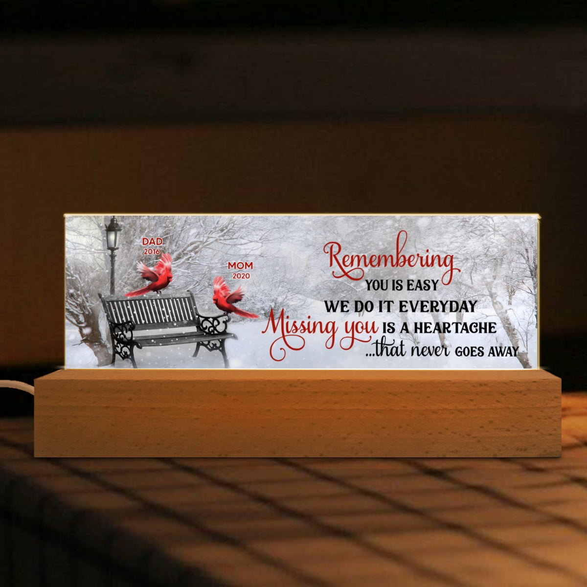 Remembering You Is Easy Missing You Is A Heartache Memorial Personalized LED Night Light, Christmas Sympathy Gift