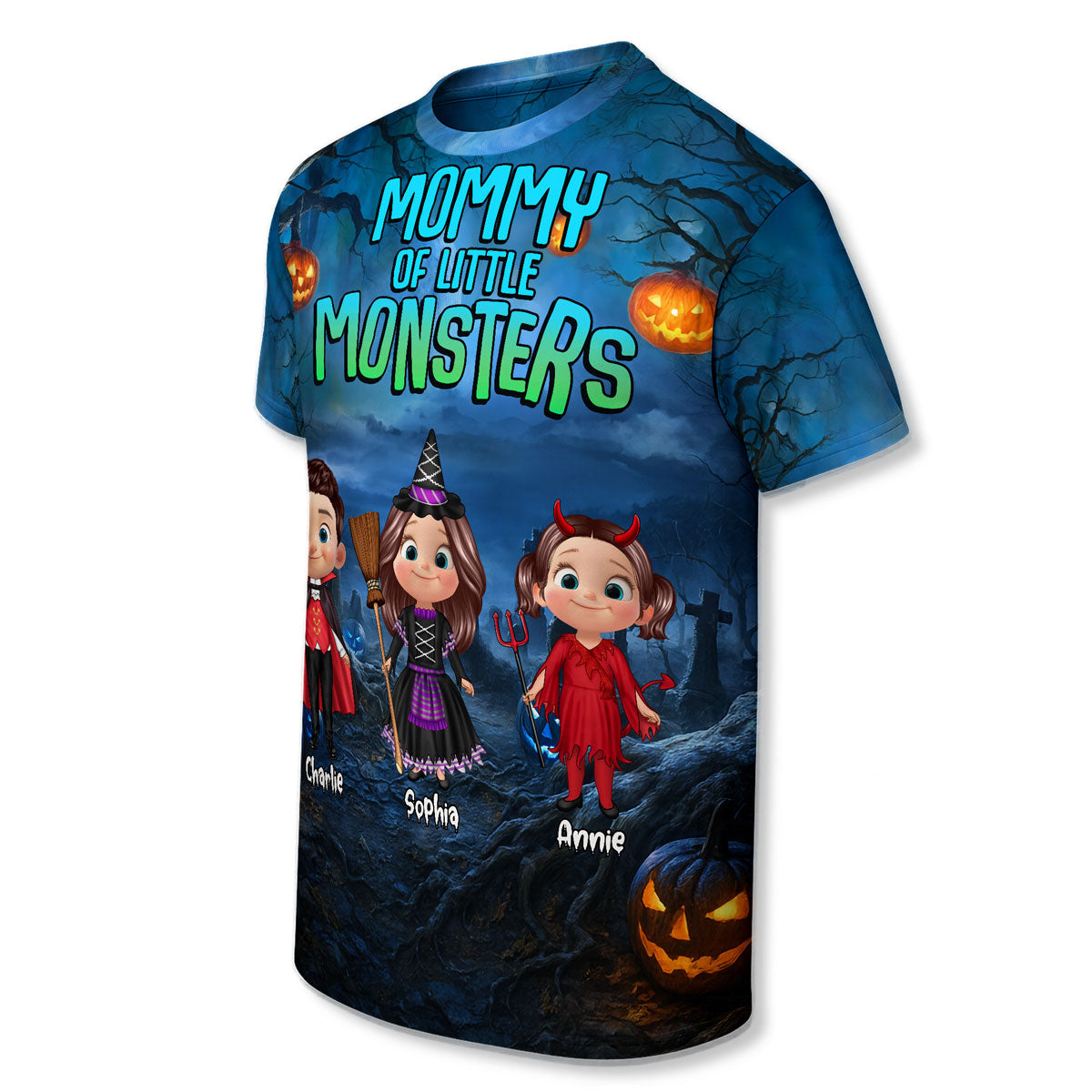Halloween Night Mommy Daddy Grandma Grandpa Of The Little Monsters Cute Cartoon Kids Personalized 3D Shirt
