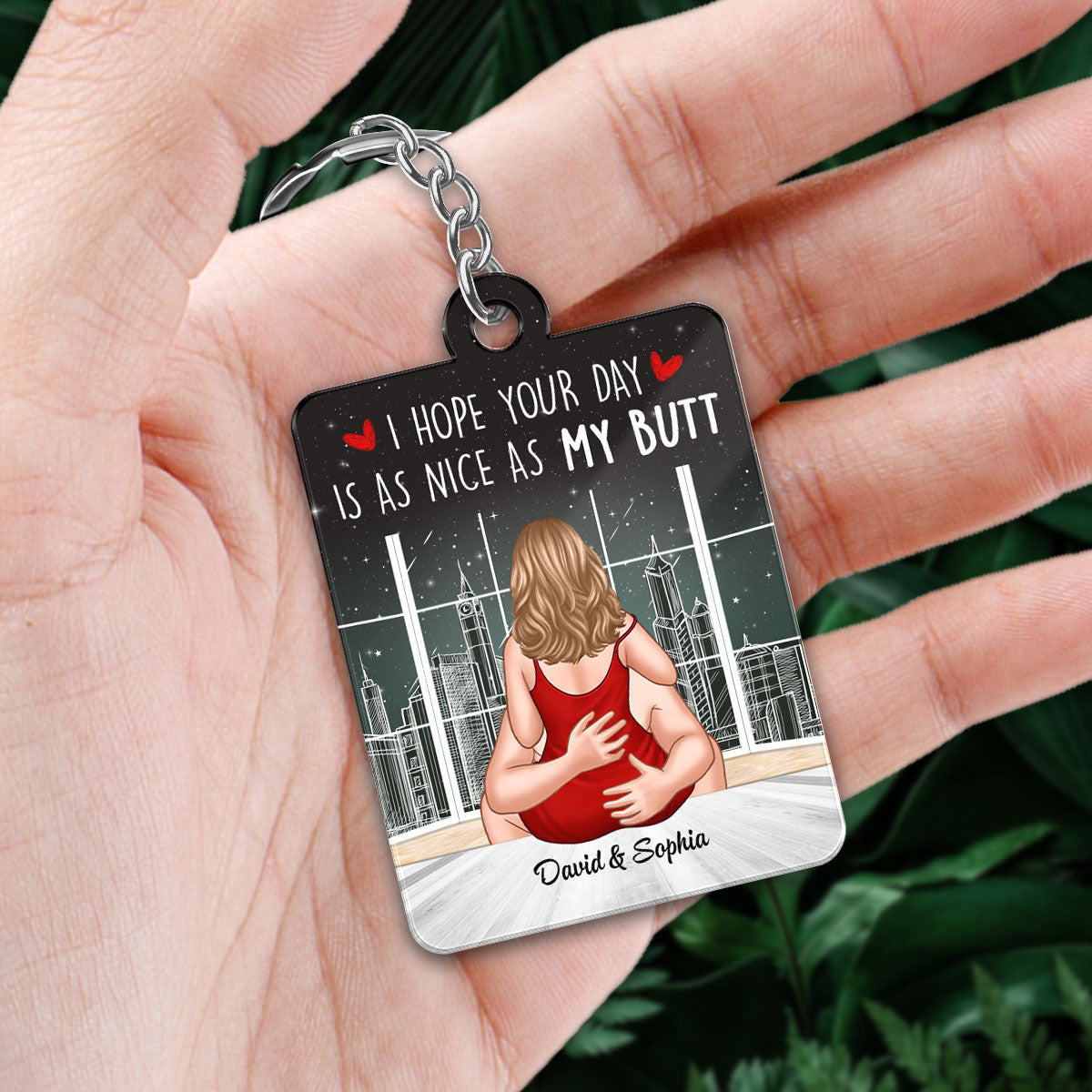 Couple Luminous Love Romantic Cityscape Favorite Song Scannable QR Code Personalized Acrylic Keychain
