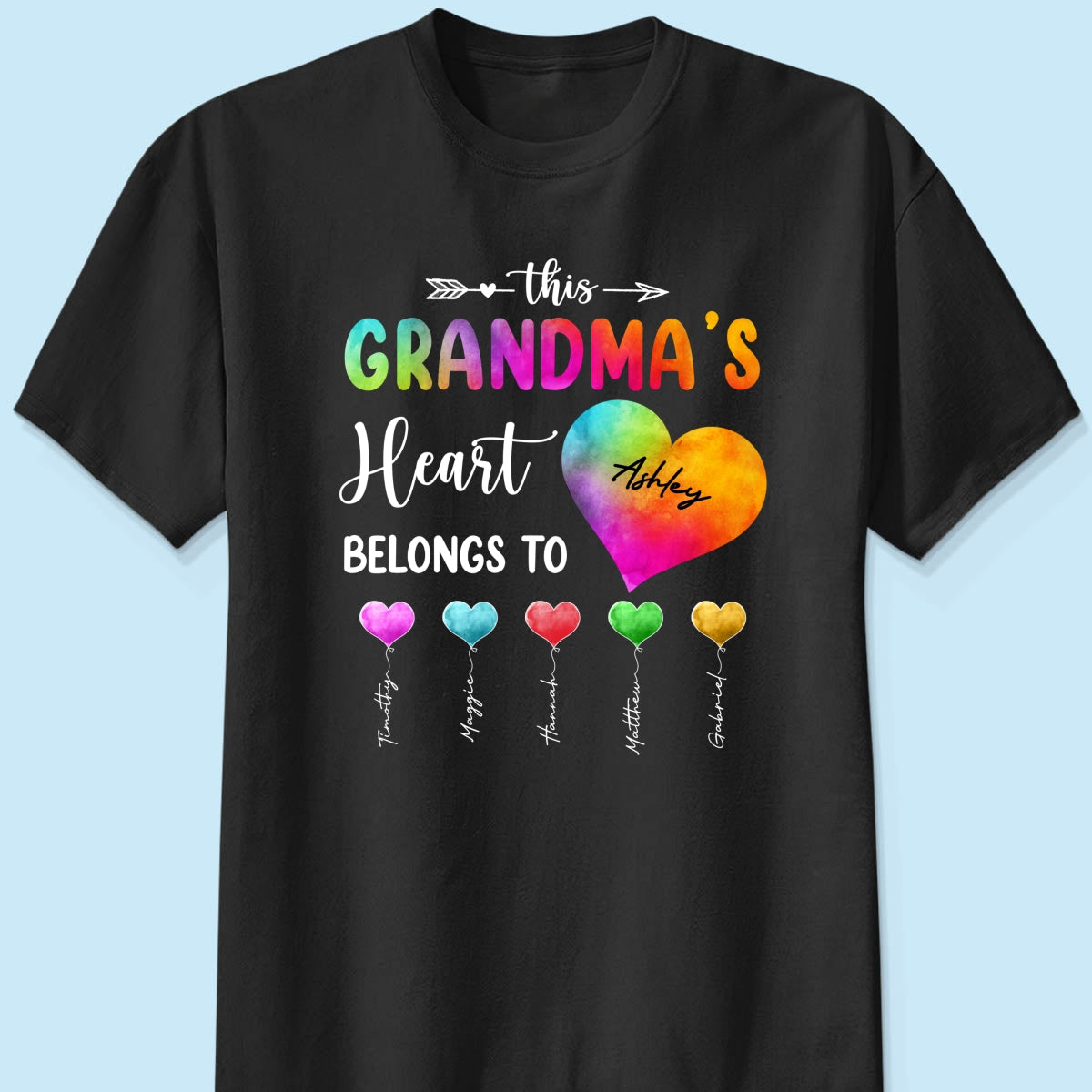 Colorful Patterned This Grandma Heart Belongs To Personalized Shirt