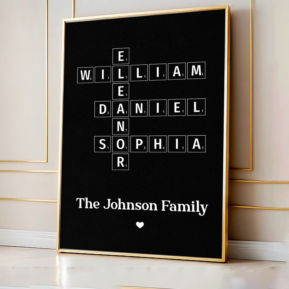 Family Crossword Art - Created In A Moment, Treasured Forever Personalized Poster