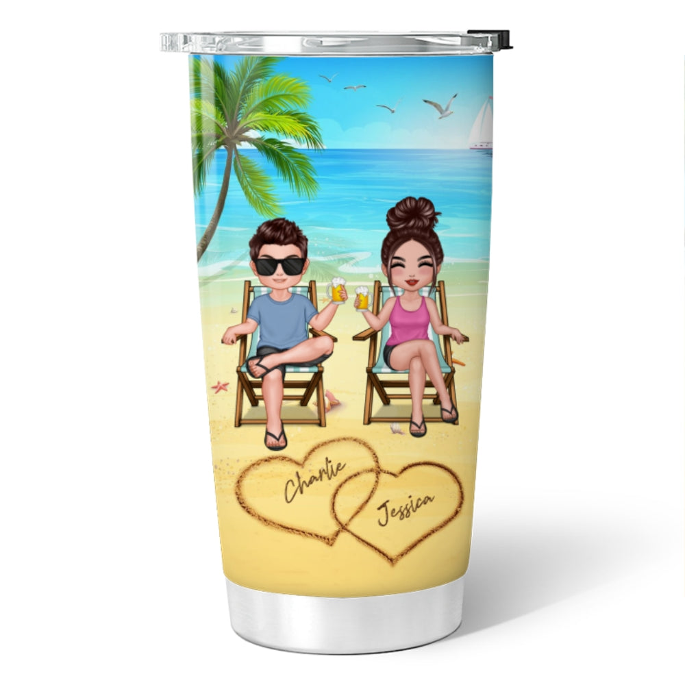 Summer Doll Couple Sitting On The Beach Personalized Tumbler