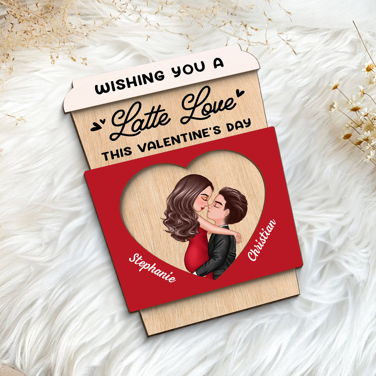 Wishing You A Latte Love  Gift For Him Gift For Her Personalized 2-layer Wooden Plaque