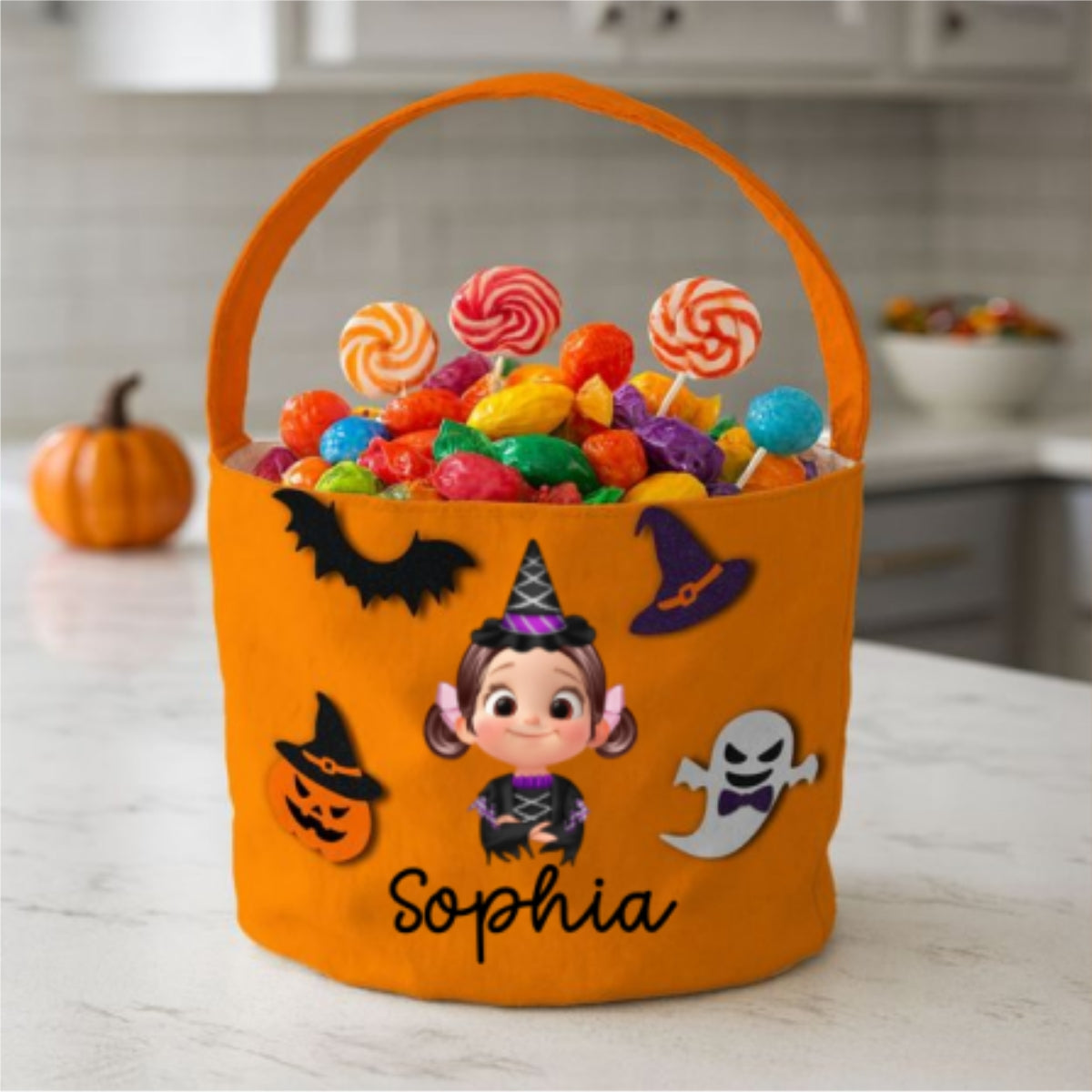 Halloween Theme Cute Cartoon Kid Personalized Trick Or Treat Basket, Gift Bag, Treat Bag For Kids