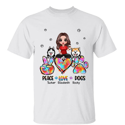 Peace Love Dog Mom Sitting Personalized Shirt
