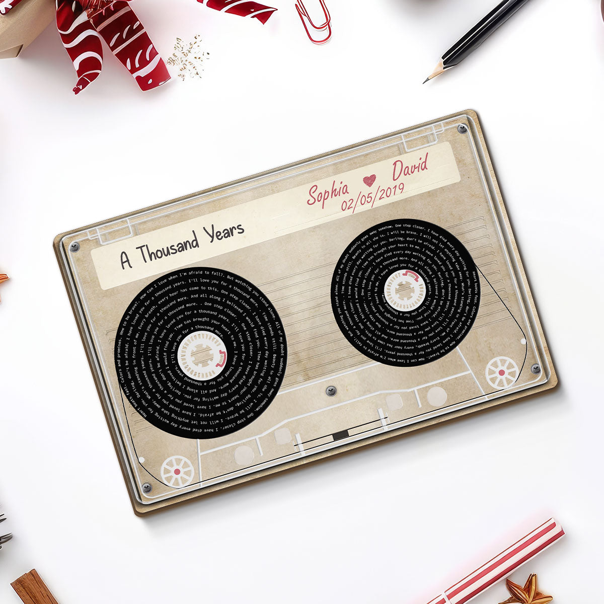 Couple Favorite Song Lyrics Cassette Tape Valentine's Day, Wedding, Anniversary, Unique Gift for Him or Her Personalized 2-Layer Plaque