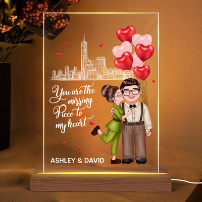 The Missing Piece To My Heart Happy Doll Couple Personalized LED Night Light - Acrylic LED Lamp
