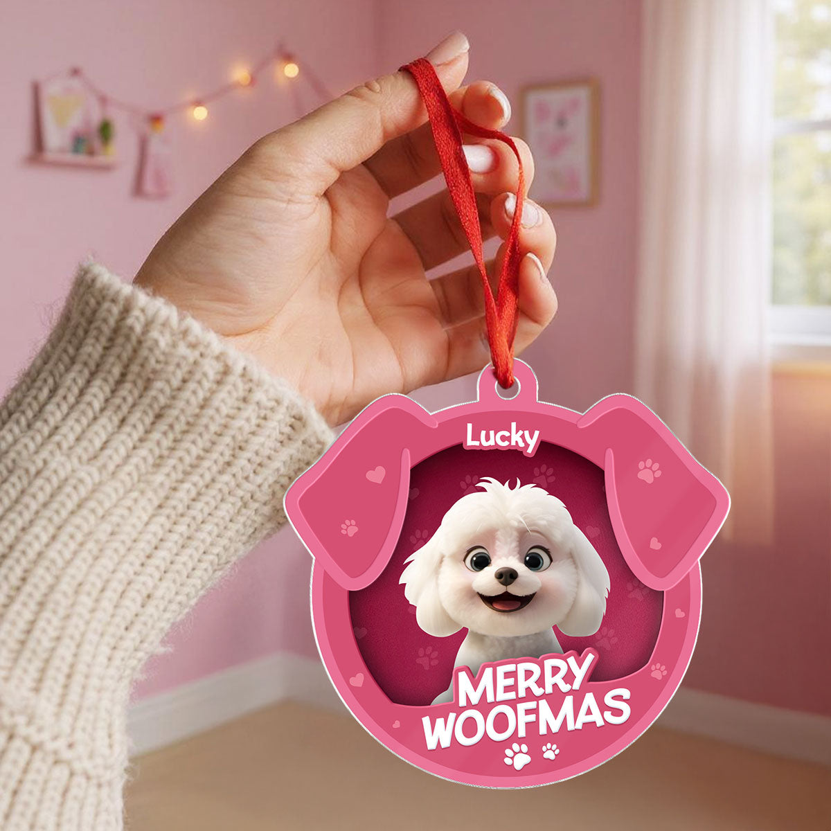 Furry Joy Dog Face 3D Effect Toy Box Personalized Acrylic Ornament, Christmas Gift for Dog Lovers
