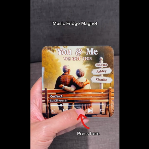 Old Couple Sitting On The Bench Personalized Music Fridge Magnet, Heartfelt Gift For Couple, For Him, For Her, Boyfriend, Girlfriend, Husband, Wife