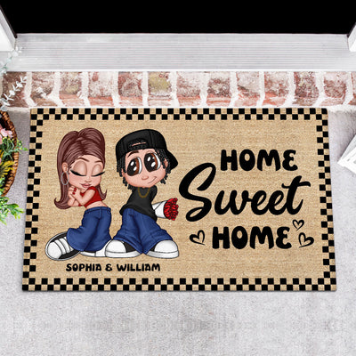 Gift For Couple Home Sweet Home Y2K Style Housewarming Personalized Doormat