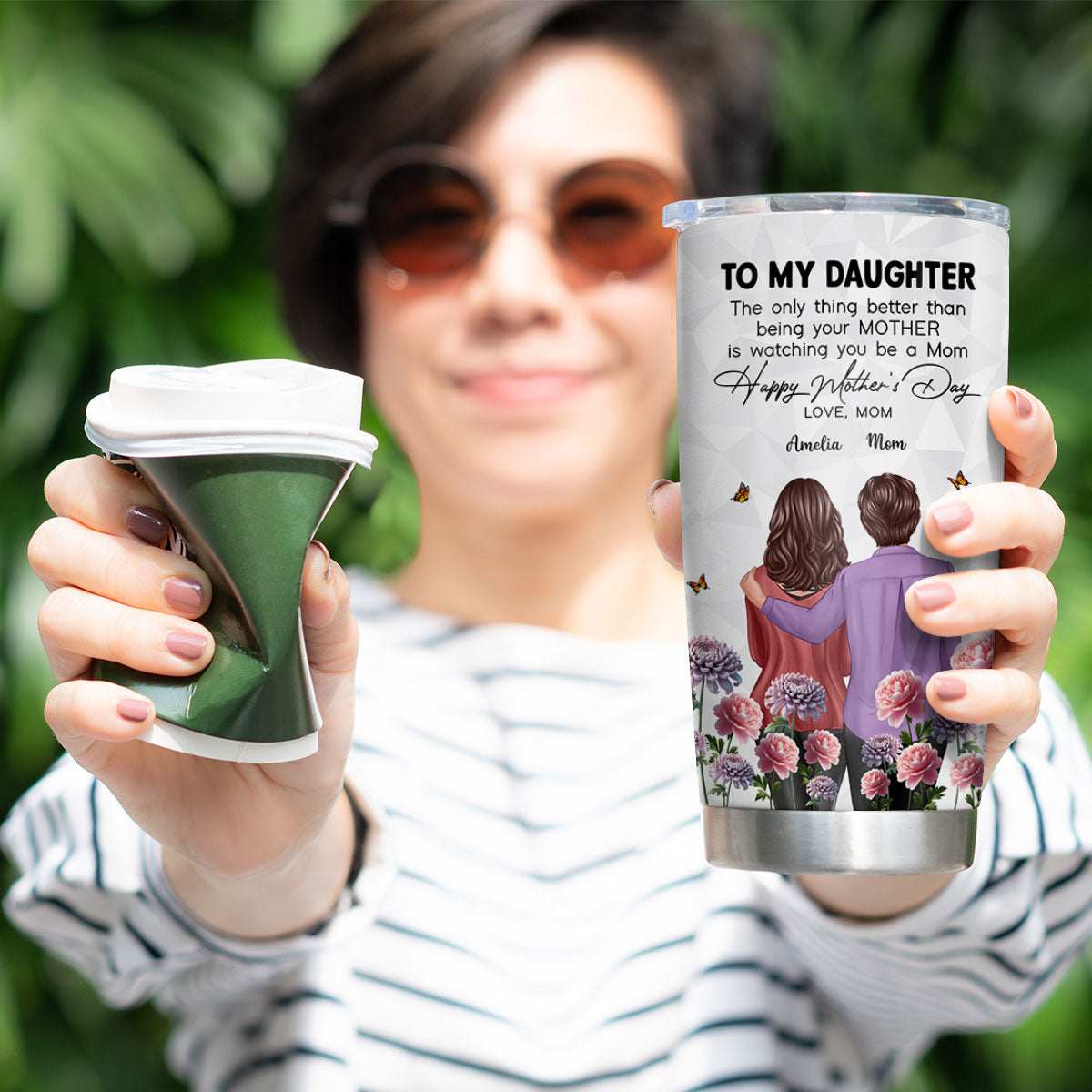 To My Daughter From Mom Happy Mother's Day Birth Flower Personalized Tumbler, Gift For Daughter