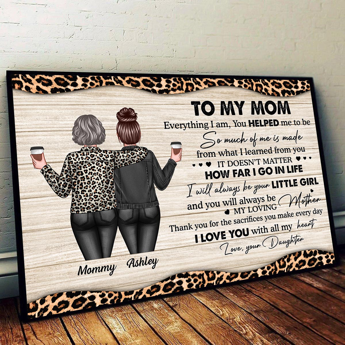 To My Mom Leopard Personalized Horizontal Poster