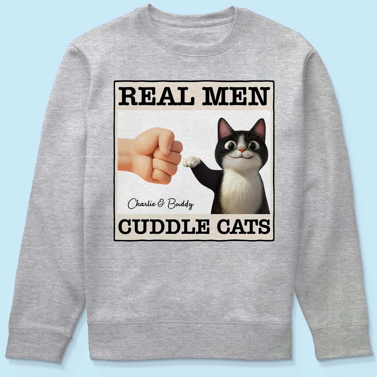 Real Men Cuddle Cats Personalized Shirt, Gift for Cat Dads