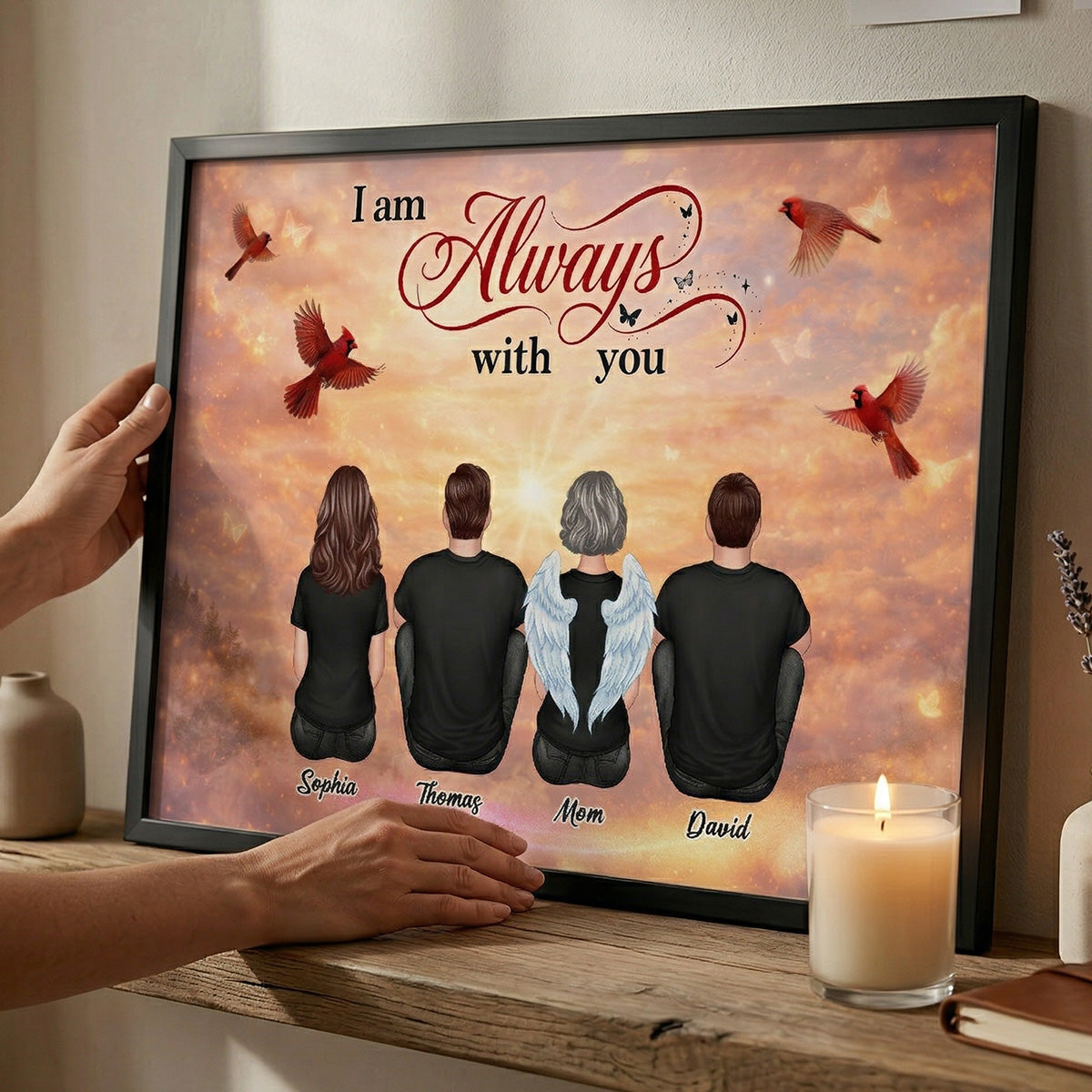 Cardinal Heaven Sky Family Memorial Always With You - Personalized Poster - Gift For Memorial, Sympathy Gift, Remembrance Gift