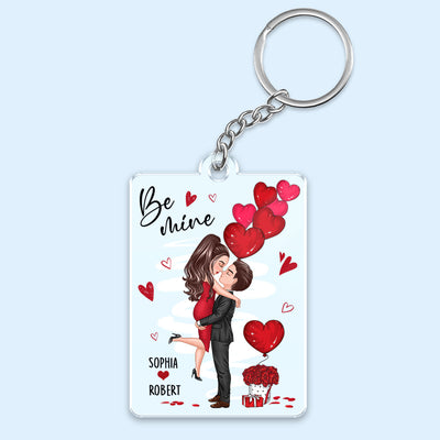 Be Mine Doll Couple Hugging Kissing Personalized Acrylic Keychain