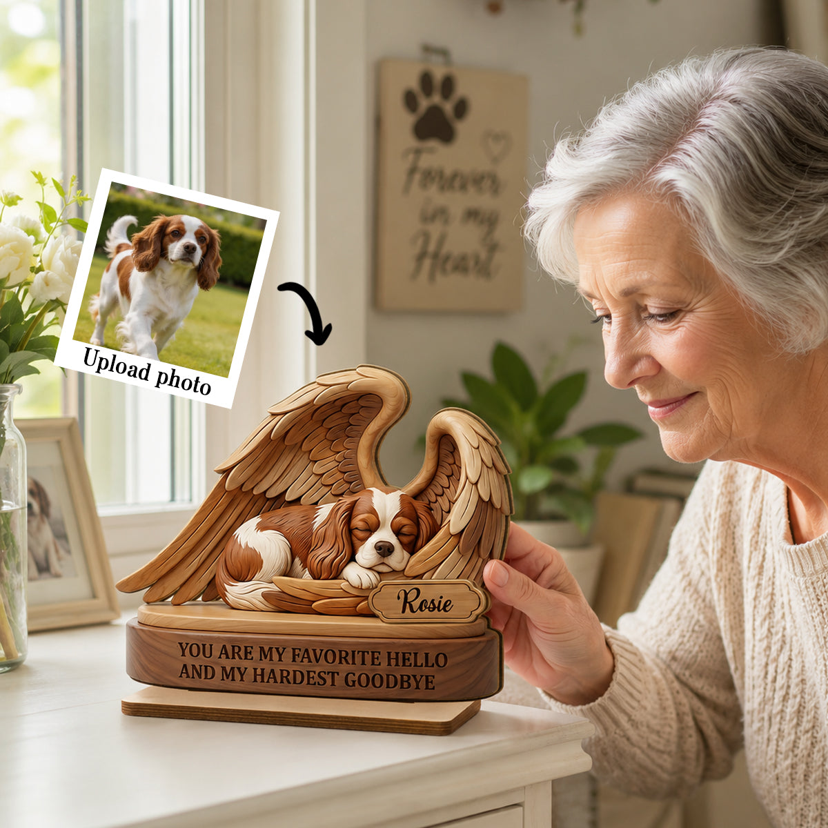 My Favorite Hello and Hardest Goodbye Pet Memorial - Personalized 2-Layered Wooden Plaque - Heartfelt Sympathy Keepsake