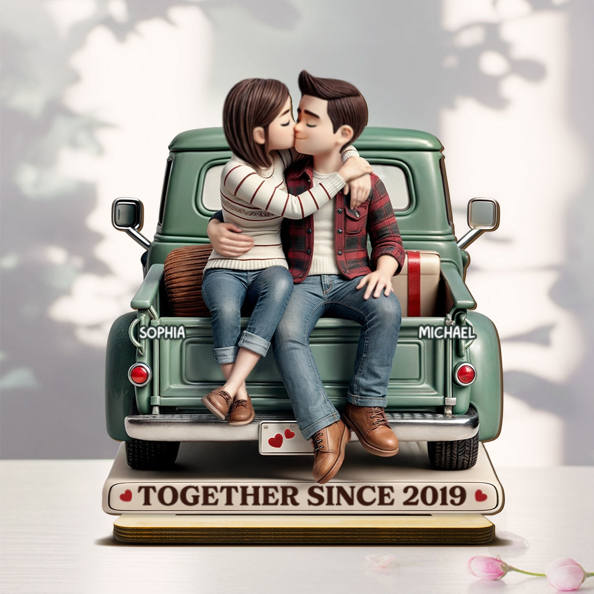 Couple On Truck Personalized Standing Wooden Plaque, Heartfelt Gift For Couple, For Him, For Her, Boyfriend, Girlfriend, Husband, Wife