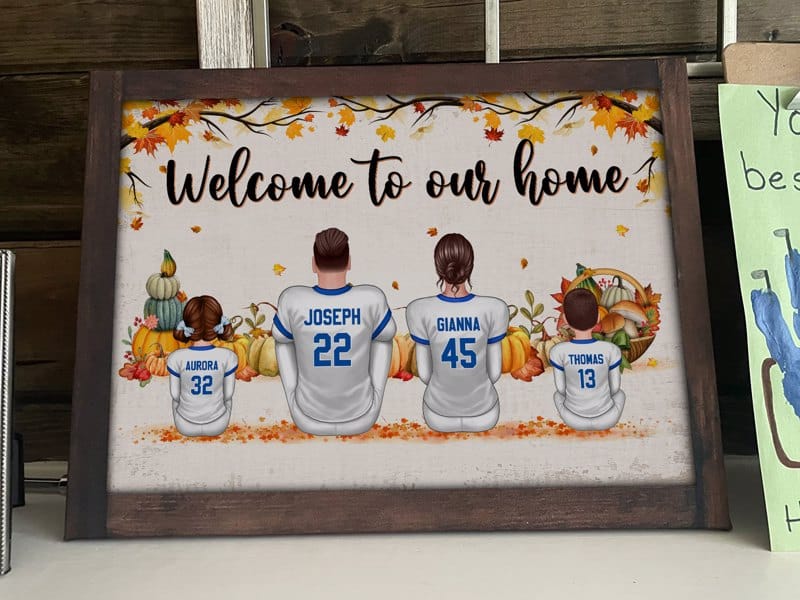 Fall Season Football Family Sitting Personalized Poster, Gift For Husband, Wife, Dad, Mom