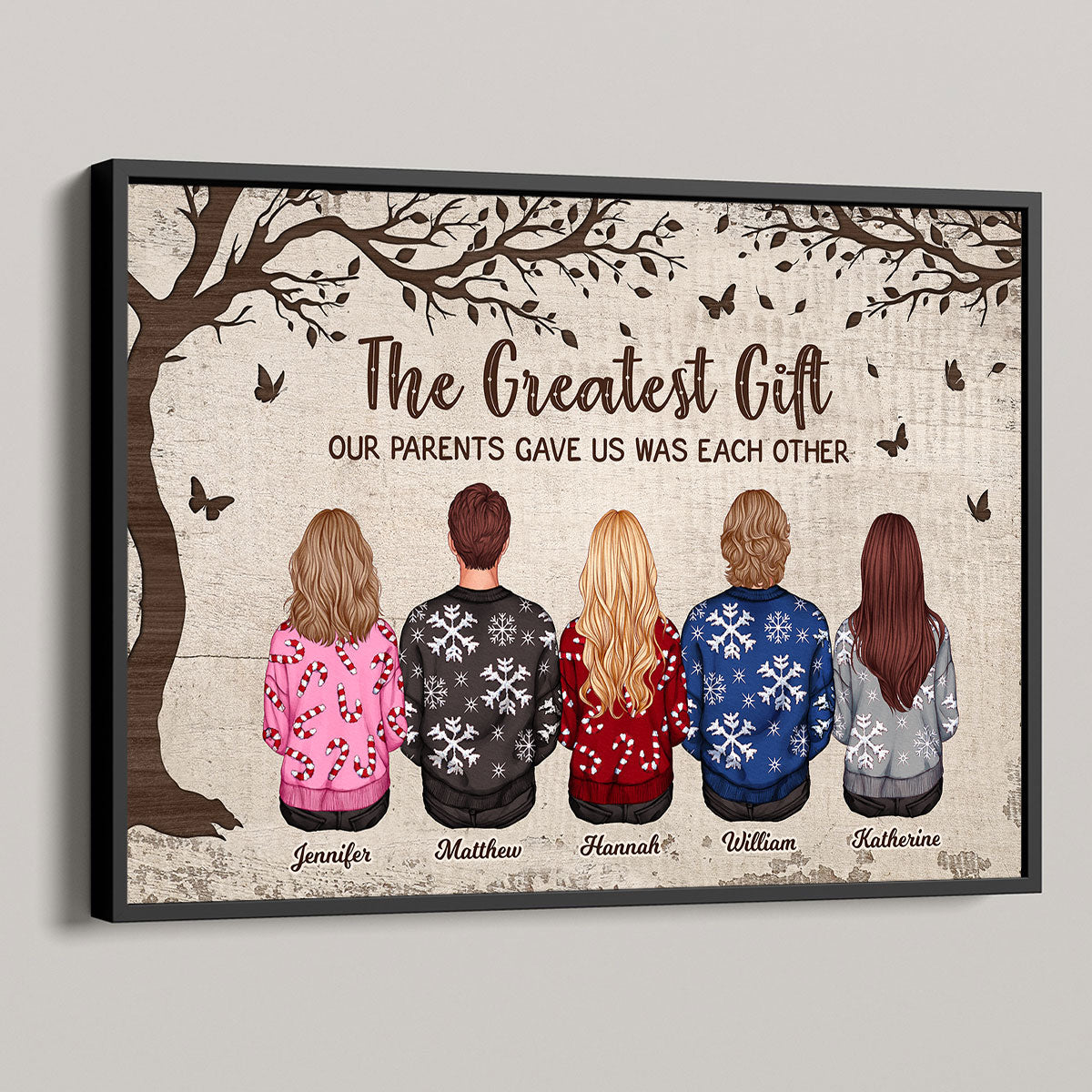 Personalized Siblings Christmas Poster, Personalized Brothers and Sisters Ornament, Siblings Gift