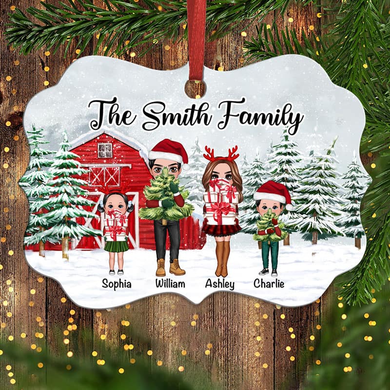Doll Family Christmas Tree Farm Personalized Christmas Ornament