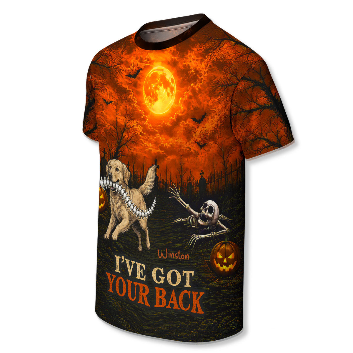 Orange Theme I've Got Your Back Dog Stealing Backbone From Your Photo - Personalized 3D Shirt - Funny Halloween Costume For Dog Lovers