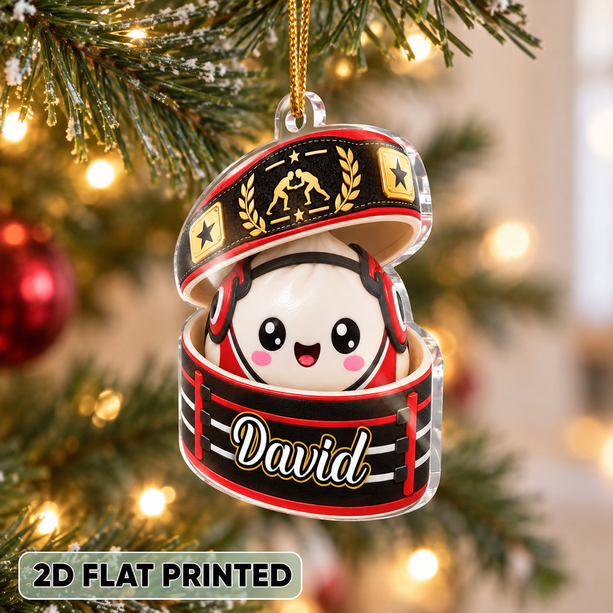 Custom Wrestling Dumpling Squishy Style - Personalized Acrylic Ornament - Christmas Gift for Son, Daughter, Grandkids