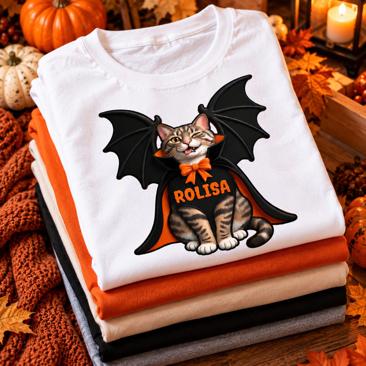 Custom Dog Cat Vampire - Personalized Shirt - Spooky Rustic Halloween Porch Decoration
