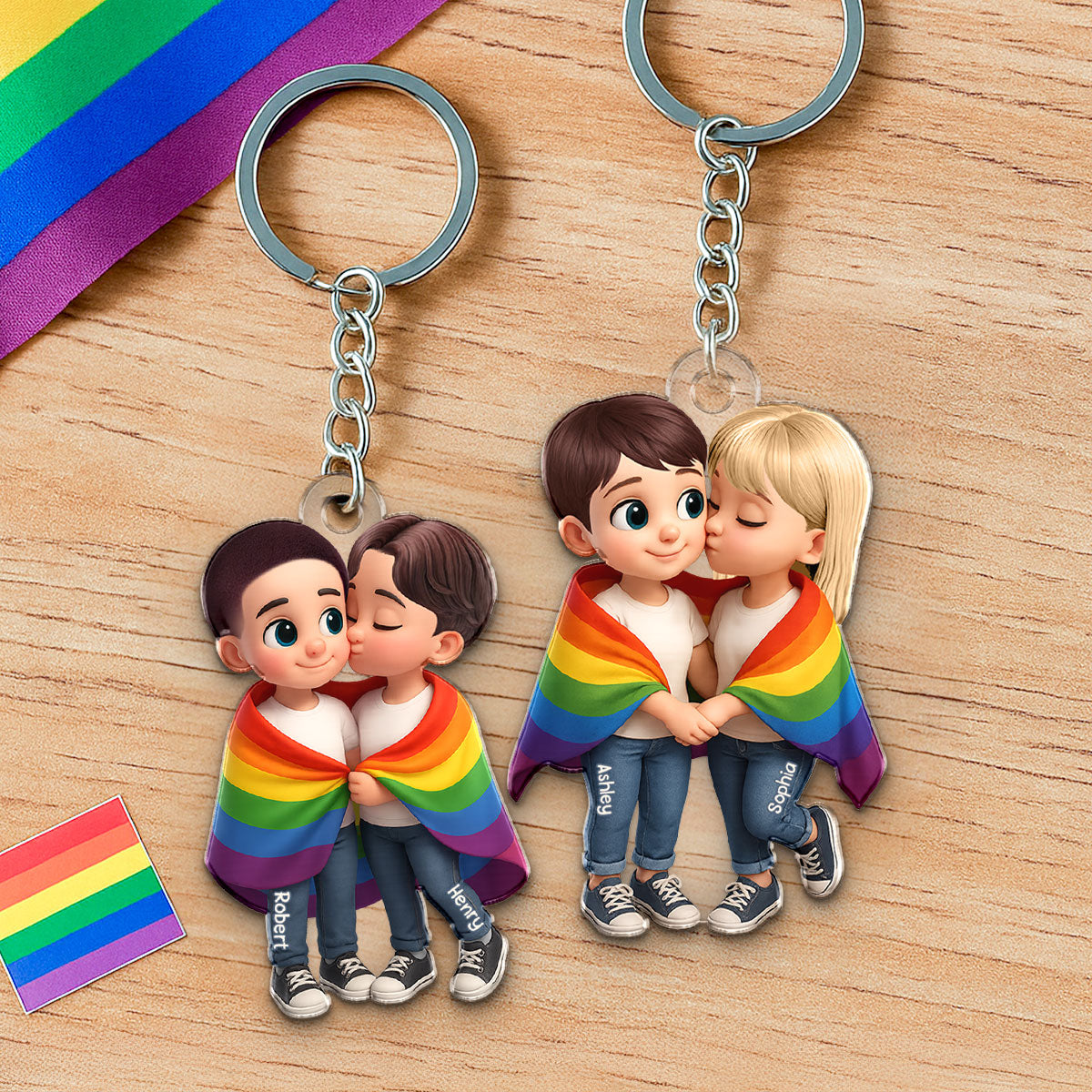 Pride Month LGBT Couple Love Is Love Personalized Acrylic Keychain, Gift For Couple