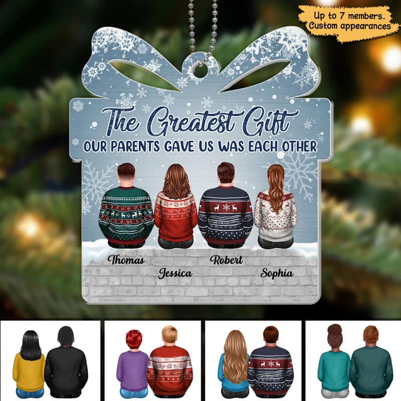 The Greatest Gift Sisters Brothers Christmas Personalized Acrylic Ornament