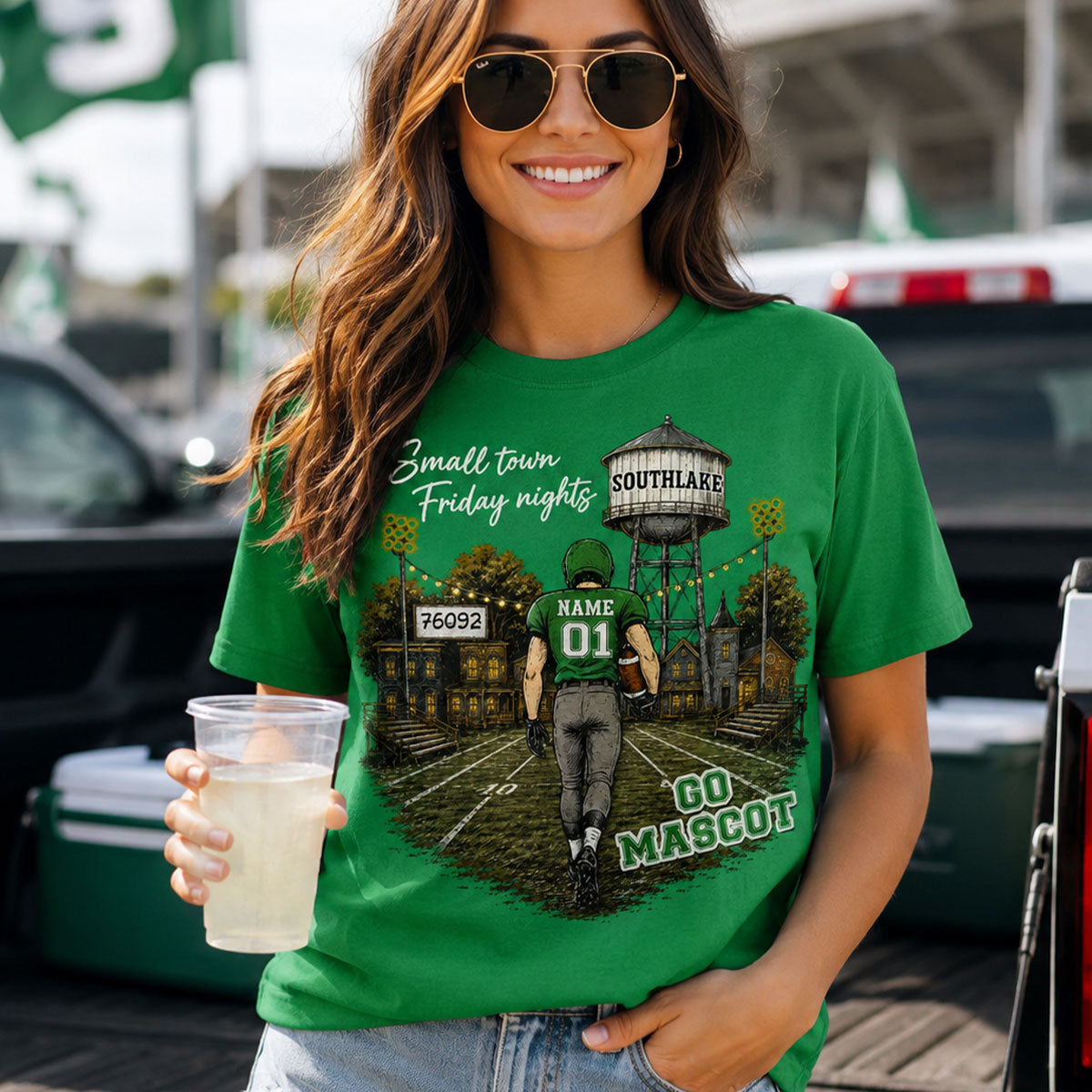 Custom Town Name & Zip Code - Personalized Shirt - Game Day Fall Shirt for Football Mom, Football Mama