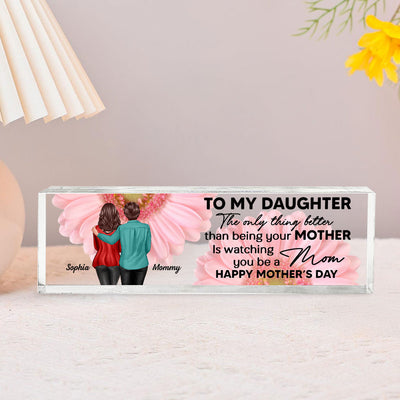 To My Daughter From Mom Personalized Acrylic Desk Block Plaque, Gift, Home Decor, Office Decor Gift For Daughter