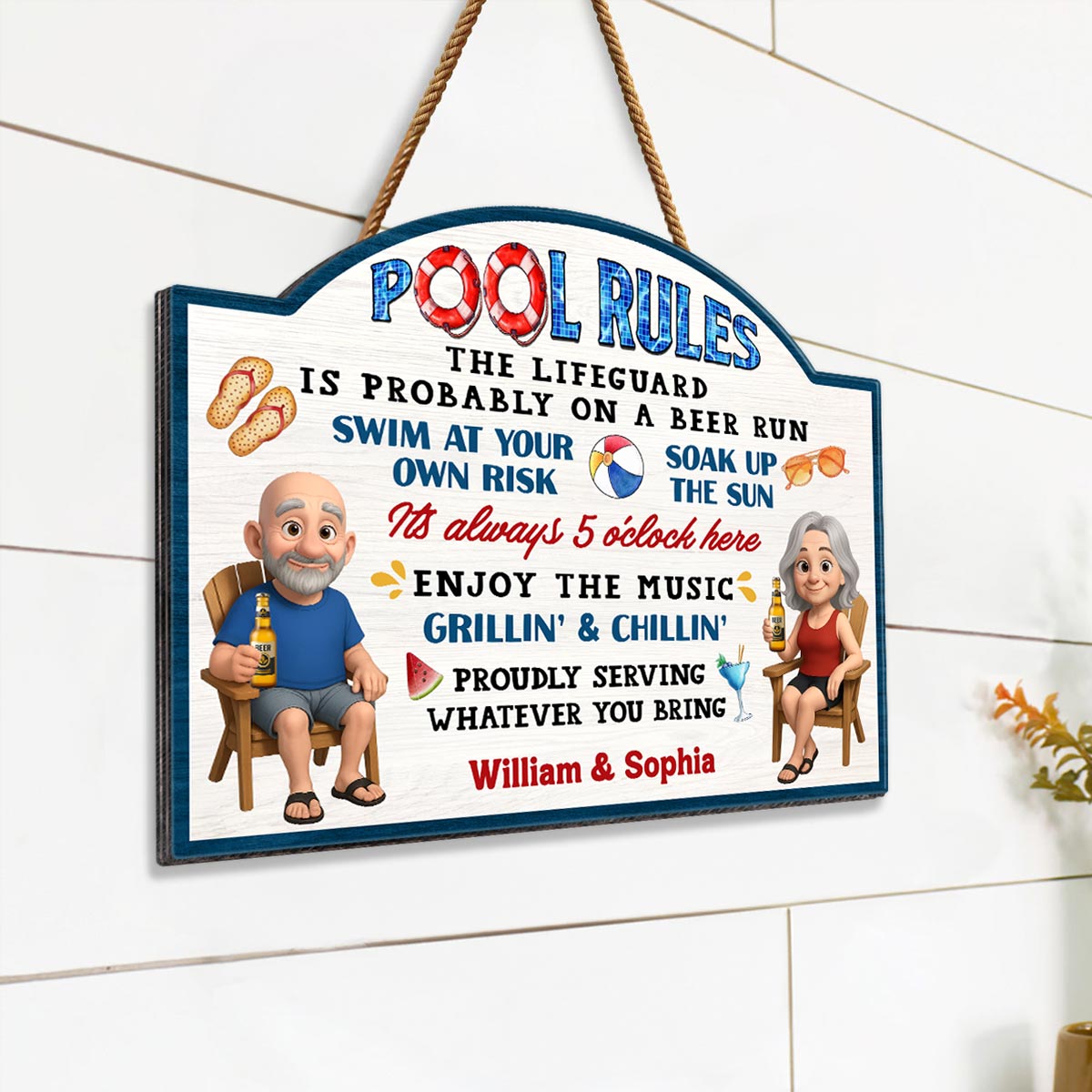 Pool Rules Swim At Your Own Risk Grilling Personalized Wood Sign, Home Decor, Backyard Decor, Gift For Her, Gift for Him
