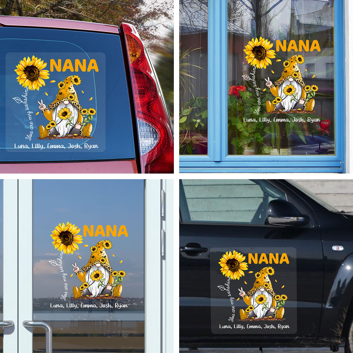 Love Is Being Called Grandma Sunflower Gnome Personalized Decal