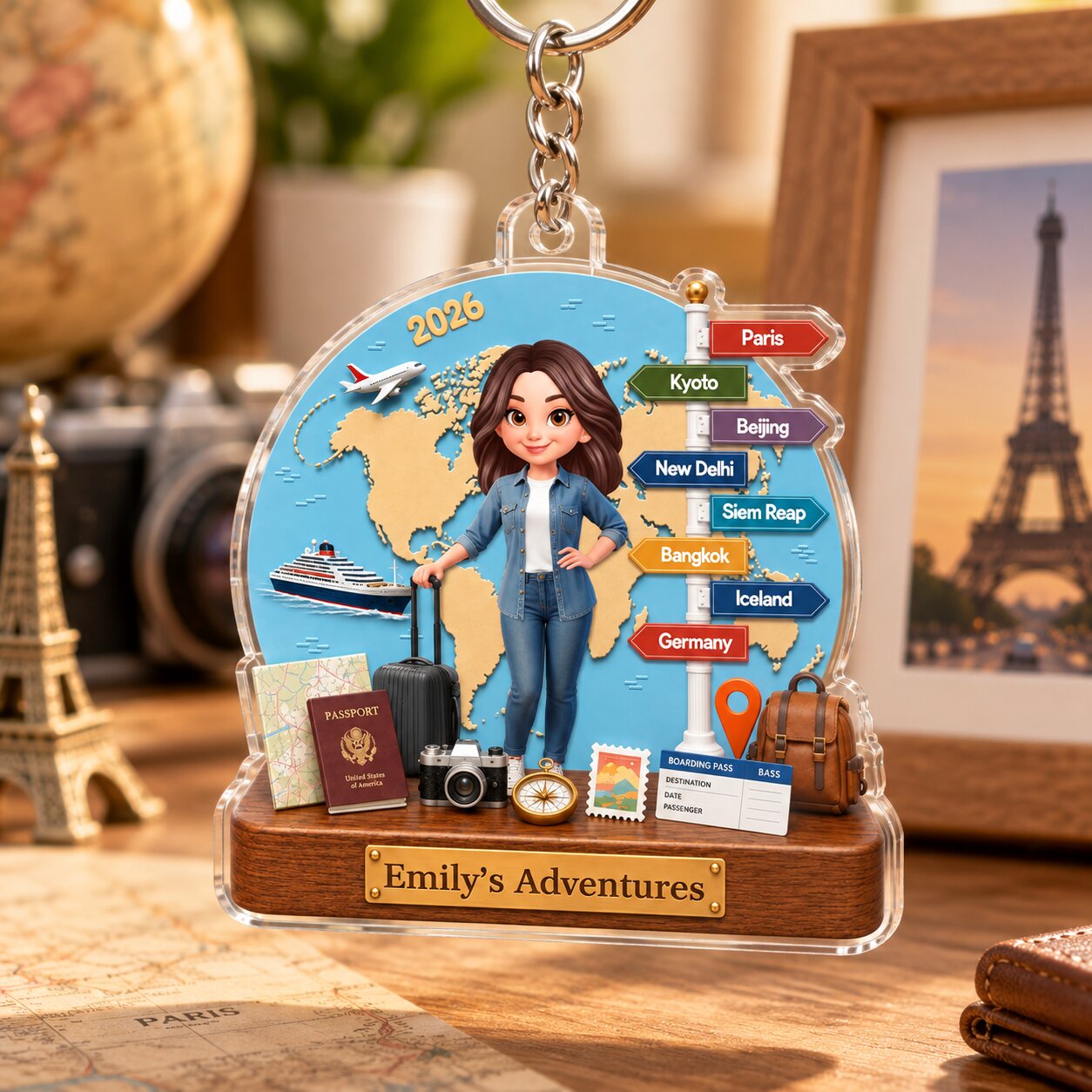 Traveling Destination Travel Adventure 2D Flat - Personalized Acrylic Keychain