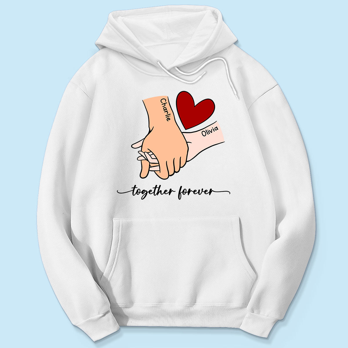Personalized Couple Holding Hands Red Heart Shirt,  Gift, Anniversary Gift for Him for Her