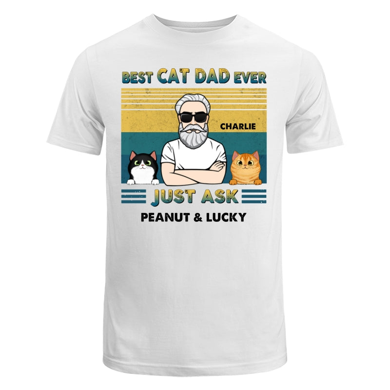 Best Cat Dad Ever Green Yellow Retro Personalized Shirt