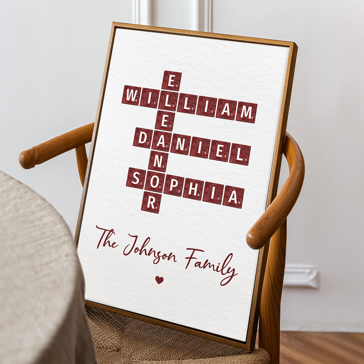 Family Crossword Art - Created In A Moment, Treasured Forever Personalized Poster