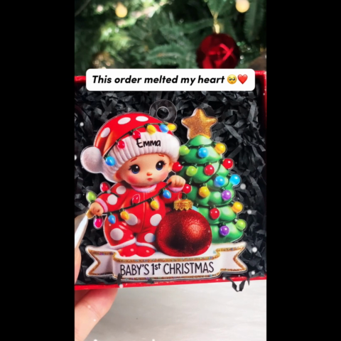 Baby First Christmas 3D Effect Personalized Acrylic Ornament, Baby Boy Girl Gift for Couples, New Parents Keepsake, Gift for Newborn