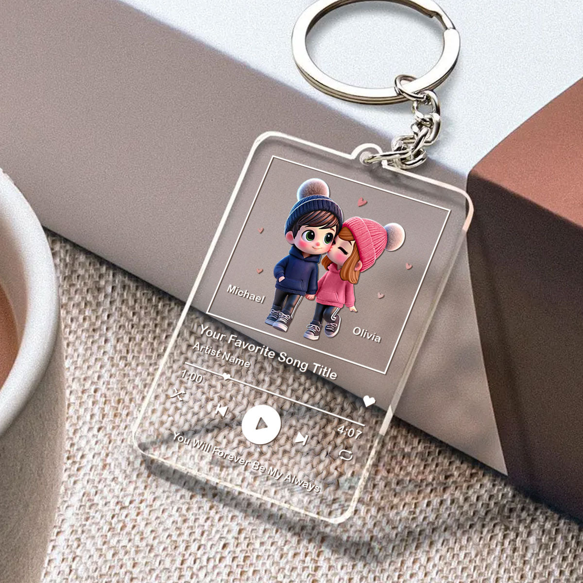 Cute Couple, Personalized Song Keychain, Wedding Gifts, Anniversary Gifts,  Gifts, Gifts For Couples