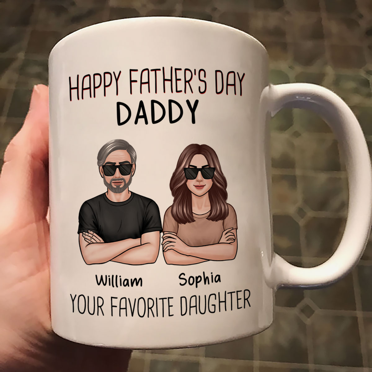 Happy Father‘s Day Dad From Your Favorite Daughter Son New Man Woman Crossed Arms Personalized Mug