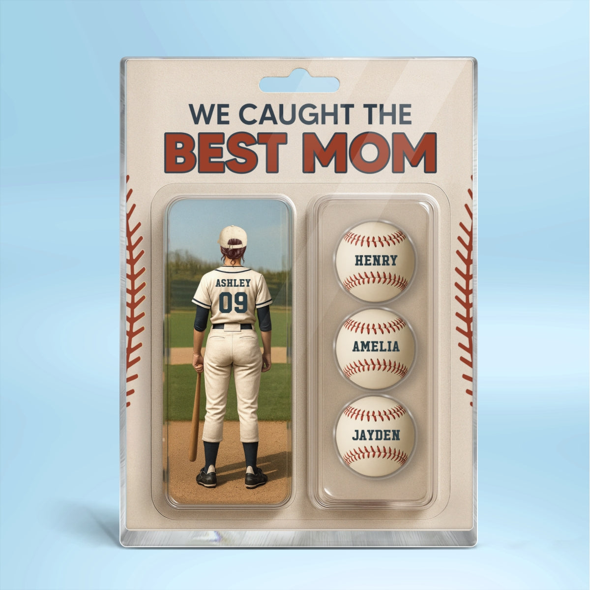 We Caught The Best Mom Baseball Lover Realistic Figure Style Personalized Acrylic Block Plaque