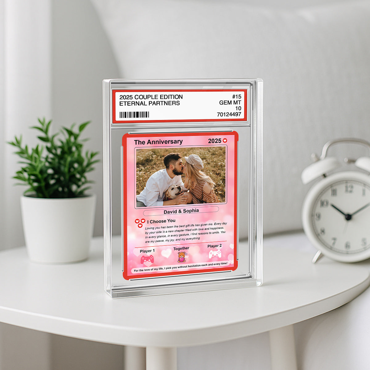 Couple Custom Photo Cartoon Trading Card Style Personalized Acrylic Block Plaque, Gift For Couple