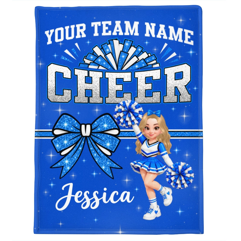 Cheerleader Cheer Custom Name Team Name - Personalized Fleece Blanket - Christmas Gift For Cheerleaders, Daughter, Granddaughter