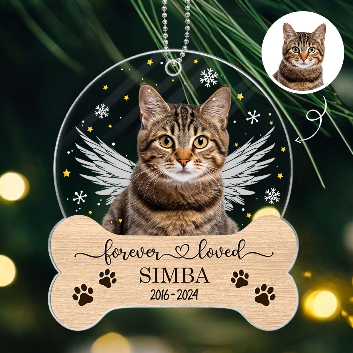 Personalized Dog Memorial Ornament, Custom Dog Photo Christmas Ornament, Pet Memorial Keepsake, Forever Loved Sympathy Gift