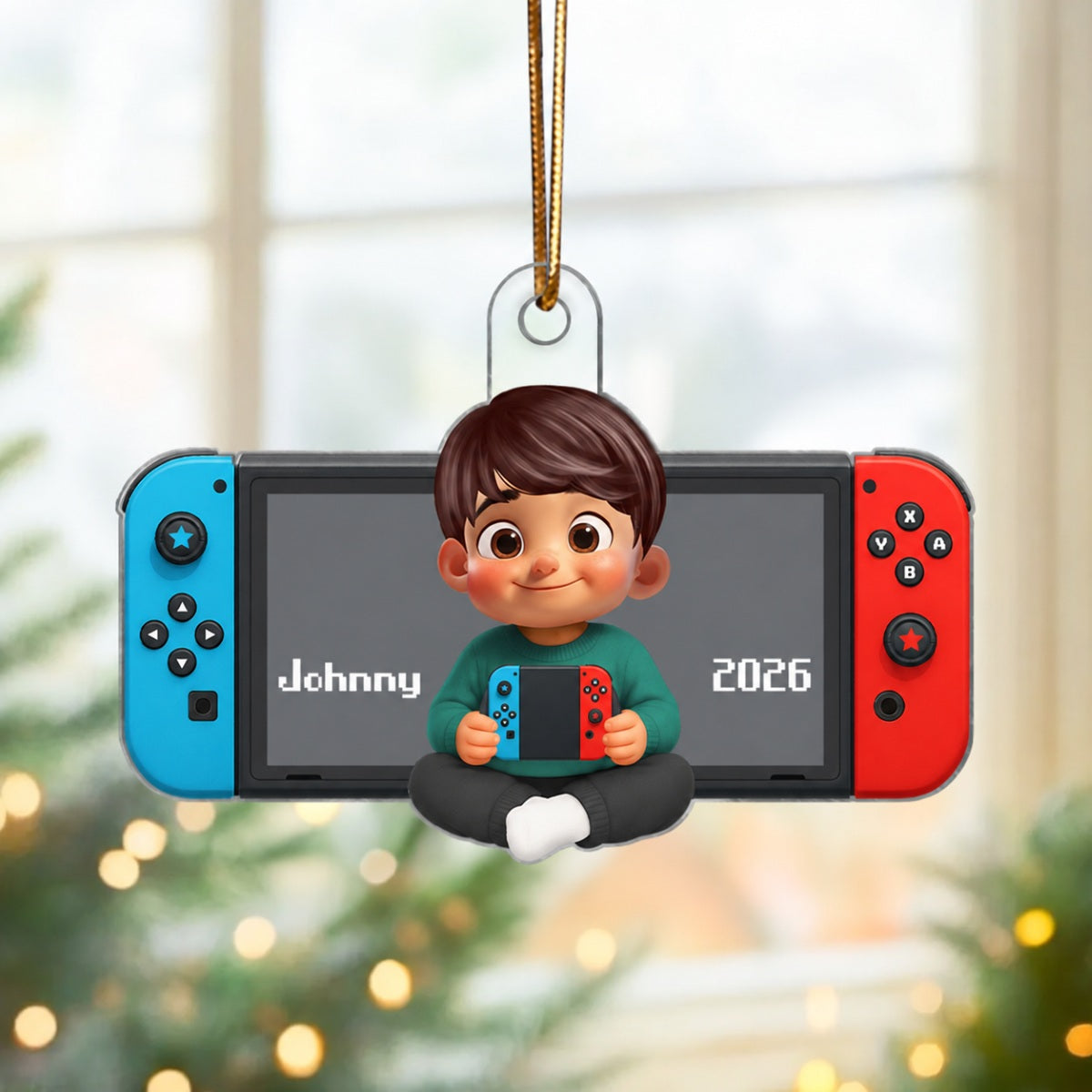 Personalized Gamer 3D Effect Ornament for Boys Girls, Christmas Gift for Kids