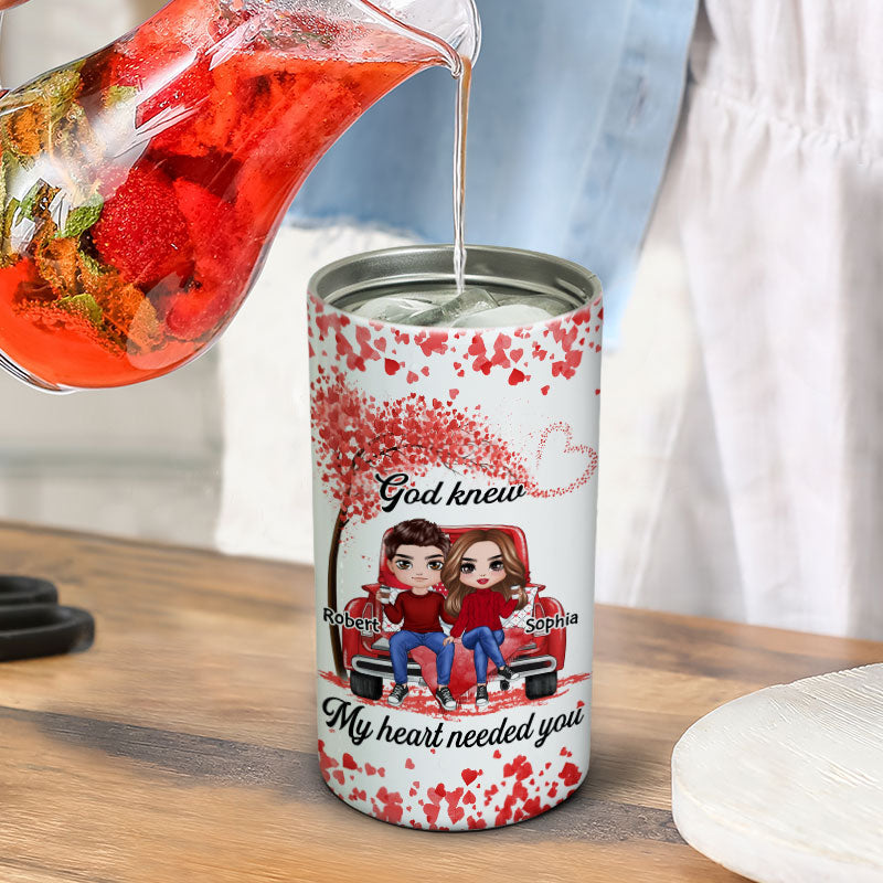 Couple On Truck Heart Tree Valentine‘s Day Gift Personalized 4 In 1 Can Cooler