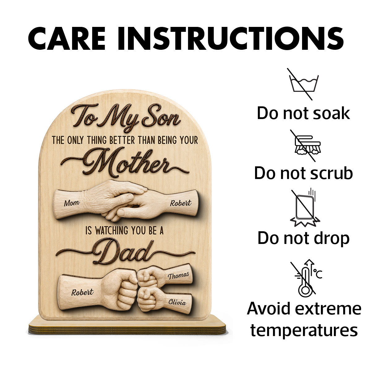 To My Son Watching You Be A Dad From Mom - Personalized 2-Layered Wooden Plaque - Father's Day Gift For Son
