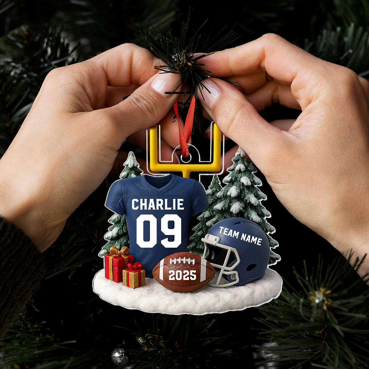 3D Effect Proud American Football Player Uniform - Personalized Acrylic Car Hanger - Gift For Football Lovers, Football Team