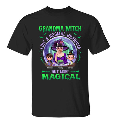 Halloween Grandma Mom Kids Green Purple Moon Personalized Shirt
