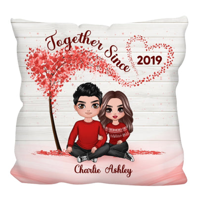 Embracing Couple Under Heart Tree Personalized Pillow (Insert Included)